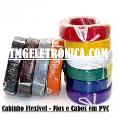 Fio Cabinho 0,50mm Flexível - 0,50mm², Fio 20awg, PVC 70ºC, Electric Wire Cable flexible - Fracionado e Disponível varias cores - Fio flexivel 0,50Mm/20Awg/ Cor Preto